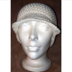 Handmade White Crochet Newsboy Hat